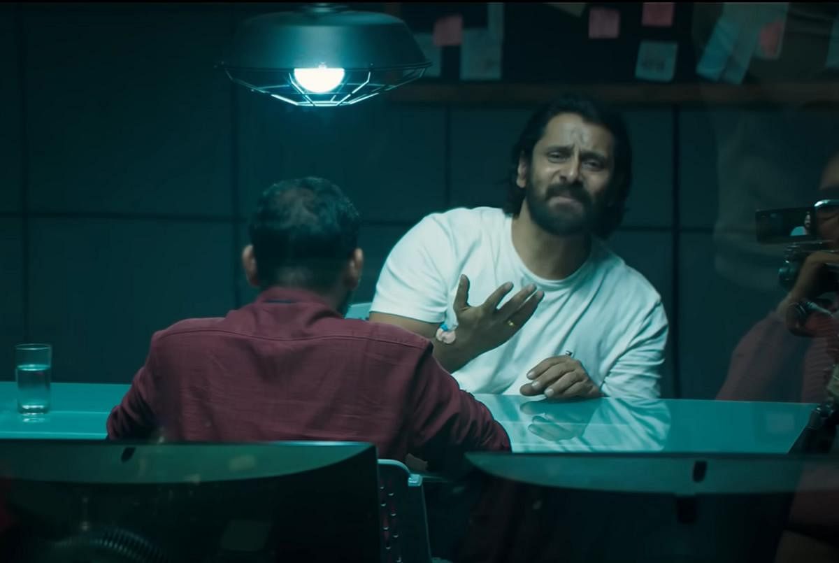Vikram in a terrific interrogation scene from the film.