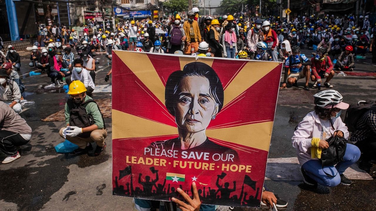 A Myanmar junta court sentenced ousted leader Aung San Suu Kyi to three years in jail for electoral fraud. Credit: AFP Photo