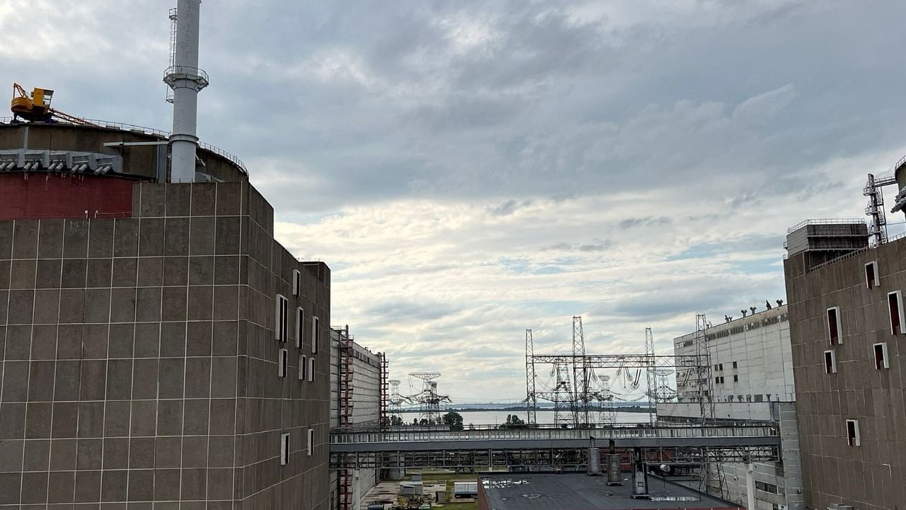 A view shows the Russian-controlled Zaporizhzhia Nuclear Power Plant during a visit by members of the International Atomic Energy Agency (IAEA) expert mission. Credit: Reuters Photo