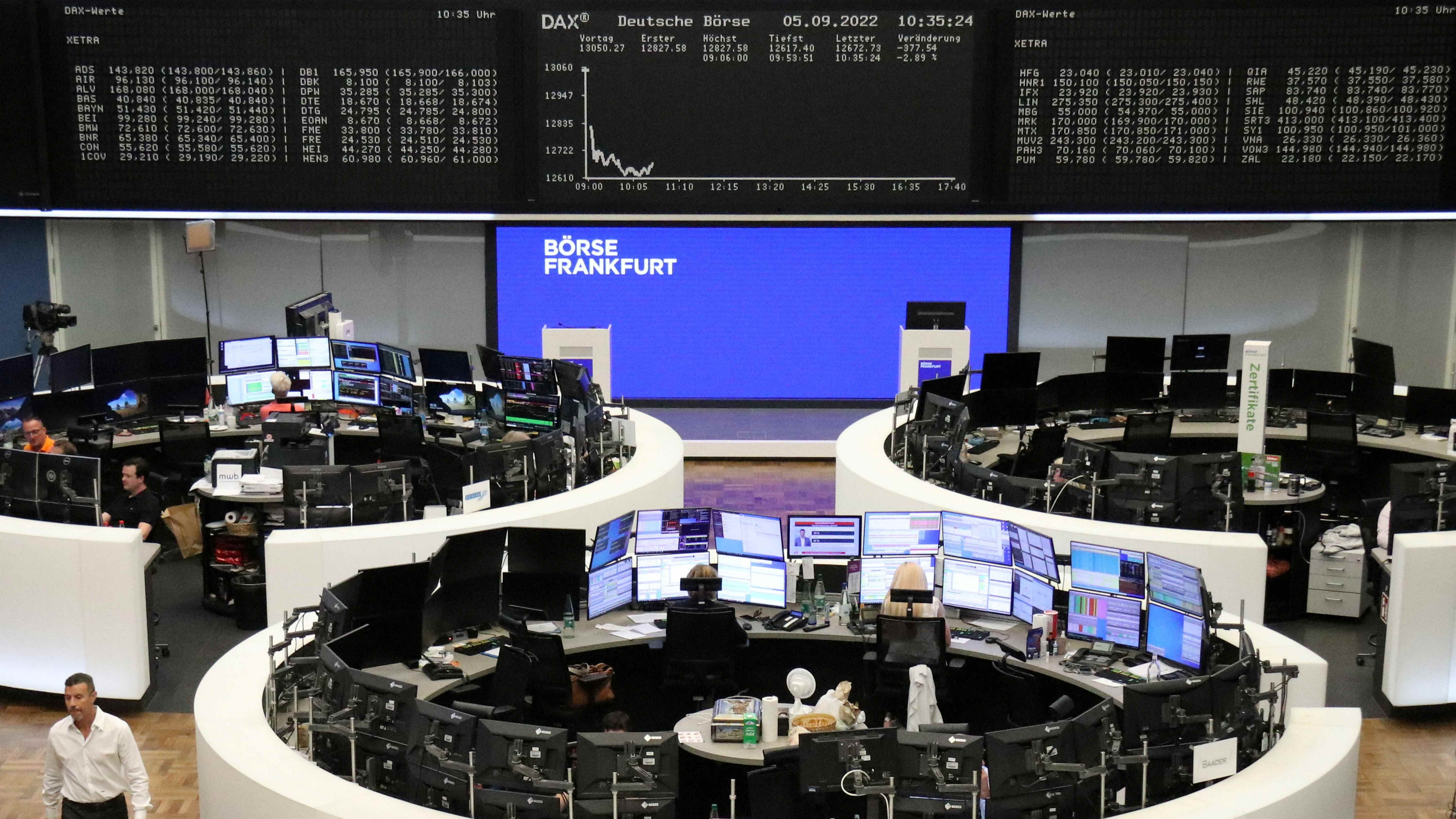 The German share price index DAX graph is pictured at the stock exchange. Credit: Reuters Photo