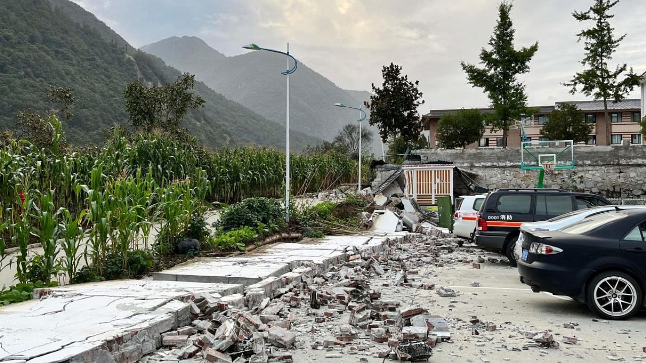 Aftermath of a 6.6-magnitude earthquake in Hailuogou in China's southwestern Sichuan province. Credit: AFP Photo