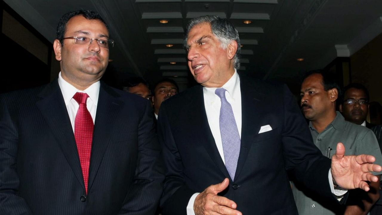 In this file photo, businessman and former Chairman of Tata Group Cyrus Mistry with industrialist Ratan Tata. Credit: PTI photo