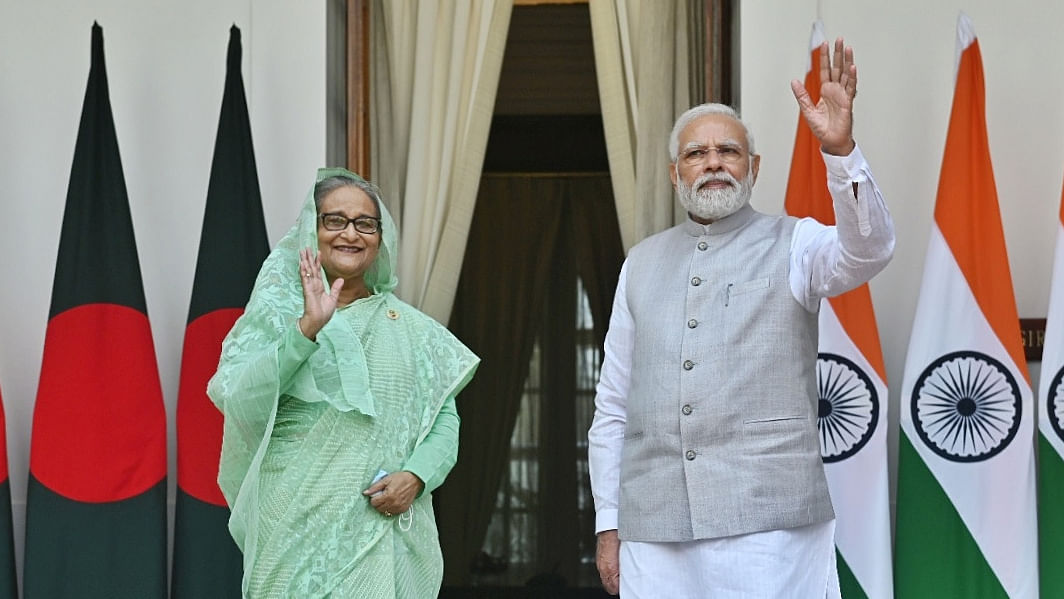 PM Modi meets Bangladesh PM Sheikh Hasina. Credit: IANS Photo