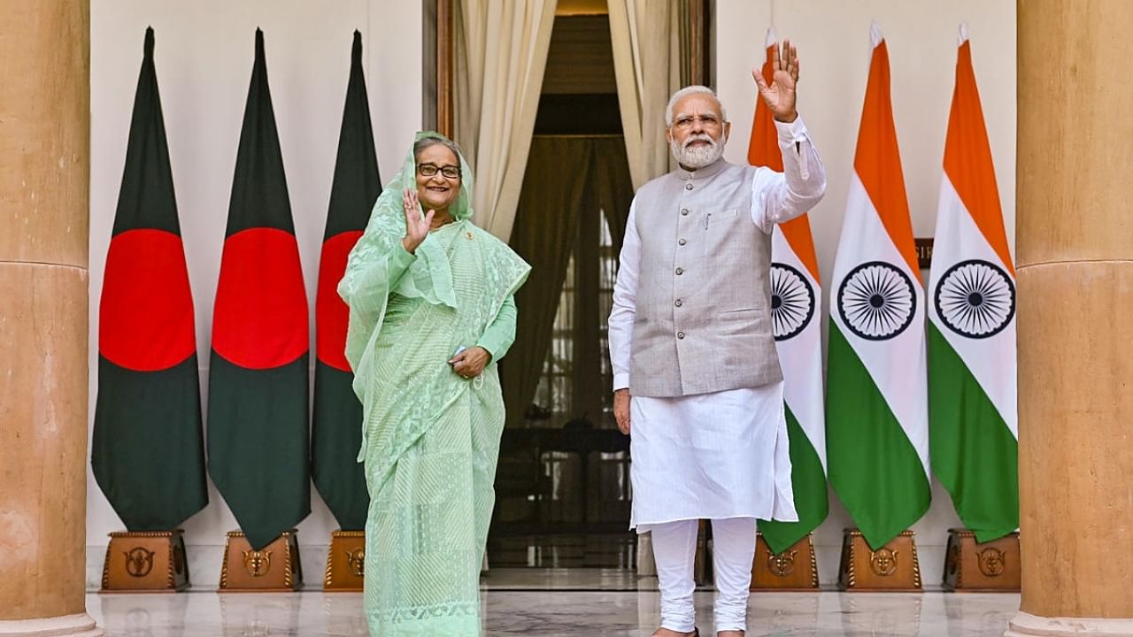 Prime Minister Narendra Modi meets Prime Minister of Bangladesh Sheikh Hasina, at Hyderabad House in New Delhi, Tuesday, Sept. 6, 2022. Credit: PTI Photo