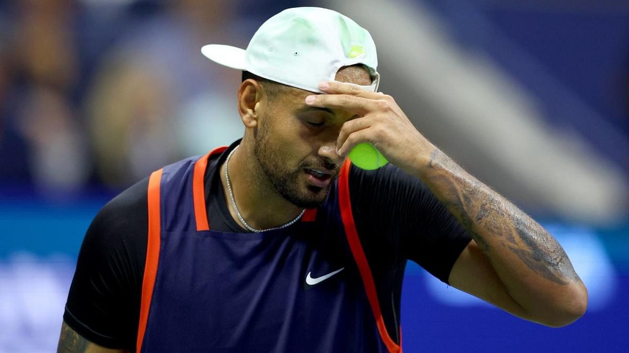 Nick Kyrgios of Australia reacts to a point against Karen Khachanov during their Men’s Singles Quarterfinal match on Day Nine of the 2022 US Open at USTA Billie Jean King National Tennis Center on September 06, 2022 in the Flushing neighborhood of the Queens borough of New York City. Credit: AFP Photo