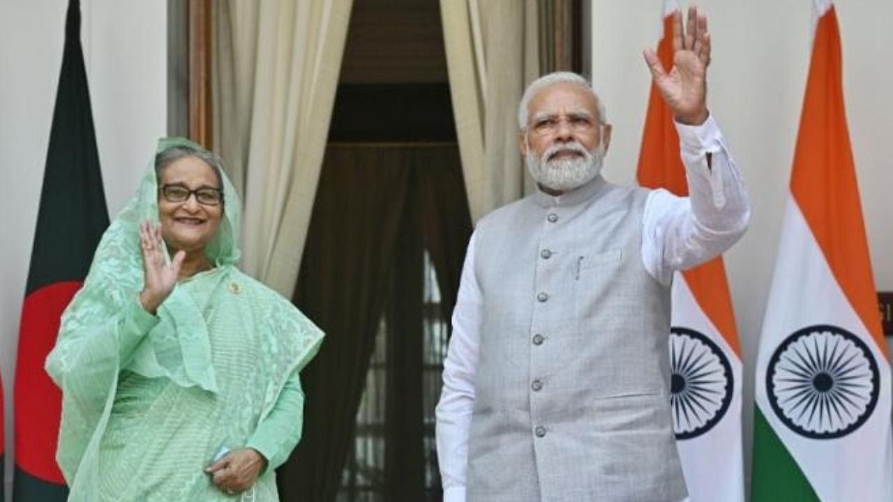 India Prime Minister Narendra Modi with Bangladesh Prime Minister Sheikh Hasina. Credit: IANS Photo