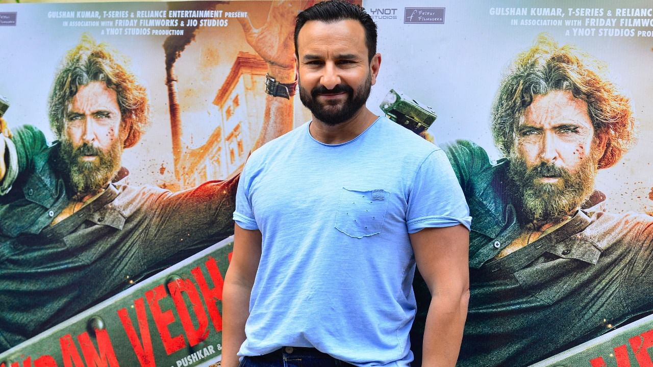 Bollywood actor Saif Ali Khan arrives for a promotional event of his upcoming Hindi-language neo-noir film ‘Vikram Vedha’ in Mumbai. Credit: AFP Photo