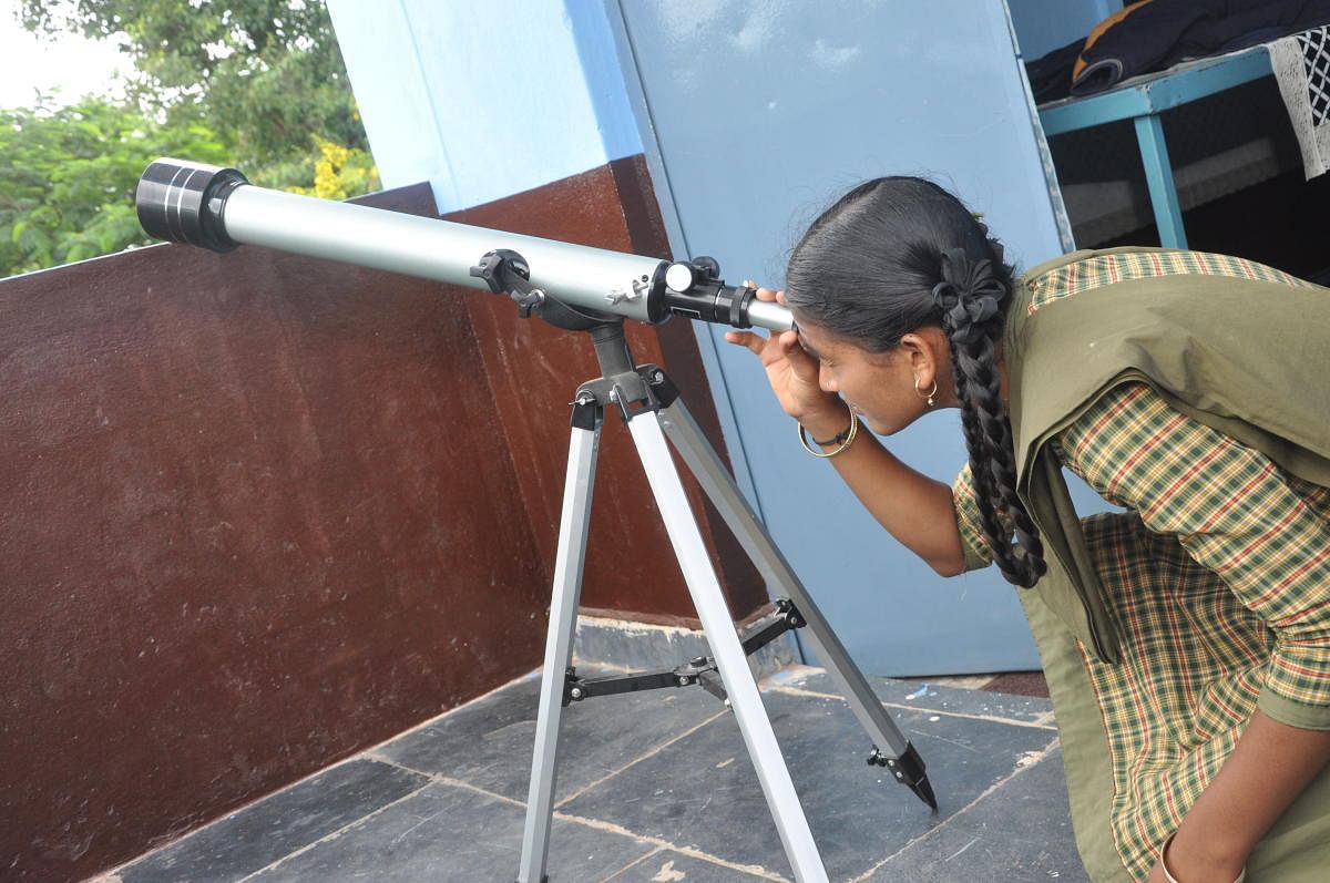 Students visit the science centre at a government high school in Koppal's Talikeri village.