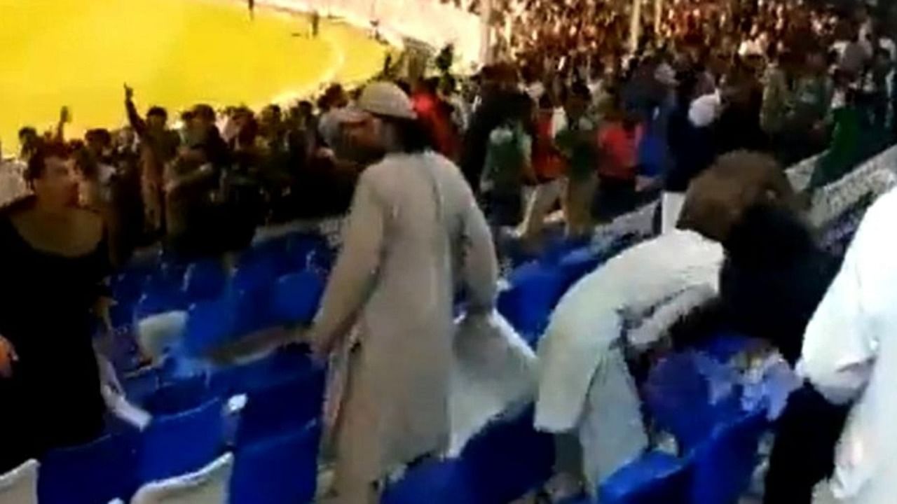 Fans of Pakistan and Afghanistan clash in stands after Super 4 stage match. Credit: IANS/Twitter