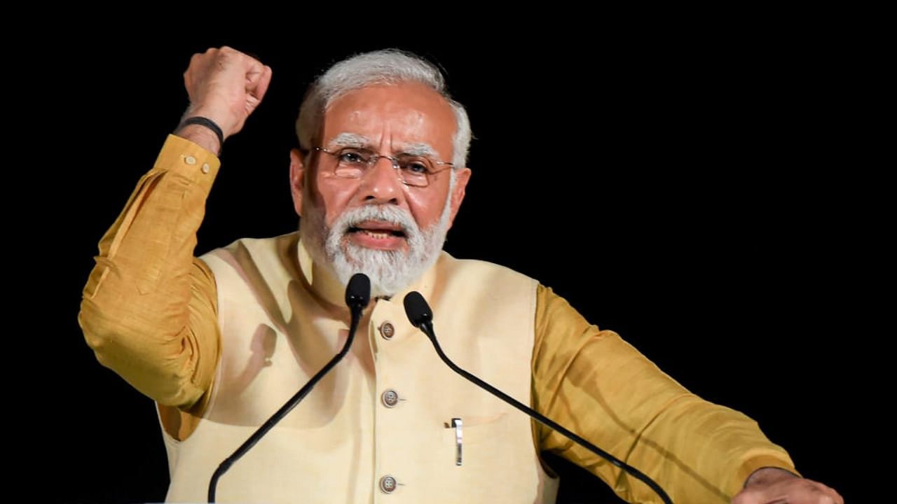 Prime Minister Narendra Modi speaks during inauguration of newly-christened Kartavya Path, a stretch from Rashtrapati Bhavan to India Gate, as part of revamped Central Vista in New Delhi, Thursday, Sept. 8, 2022. Credit: PTI Photo