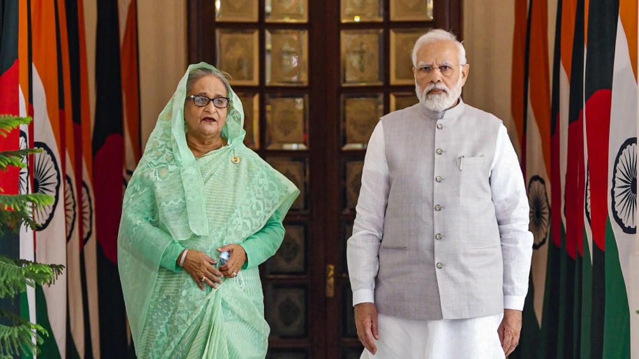 Prime Minister Narendra Modi meets Prime Minister of Bangladesh Sheikh Hasina, at Hyderabad House in New Delhi, Tuesday, Sept. 6, 2022. Credit: PTI Photo