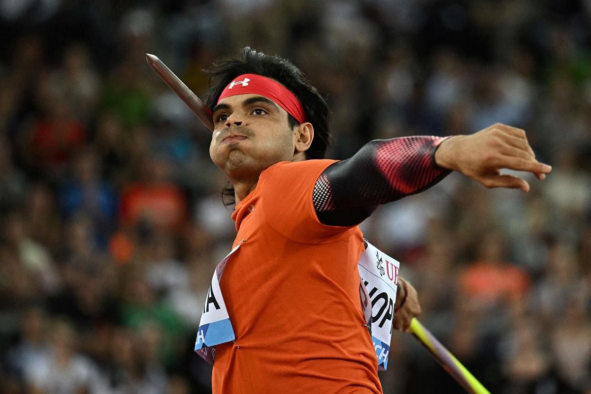 India's Neeraj Chopra during the men's javelin throw final at the Diamond League Final meeting in Zurich on Thursday. AFP