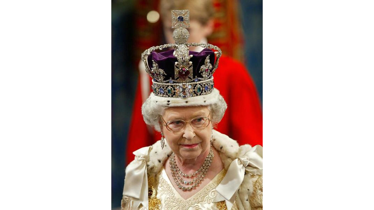 Britain's Queen Elizabeth II, wearing the Imperial Crown. Credit: AFP File Photo