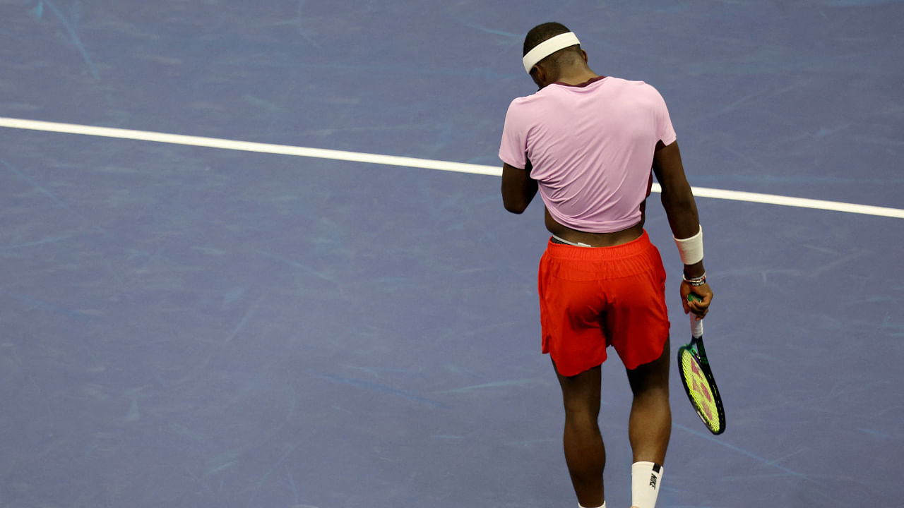 Frances Tiafoe of the US after losing his semi final match against Spain's Carlos Alcaraz, September 9, 2022. Credit: Reuters Photo
