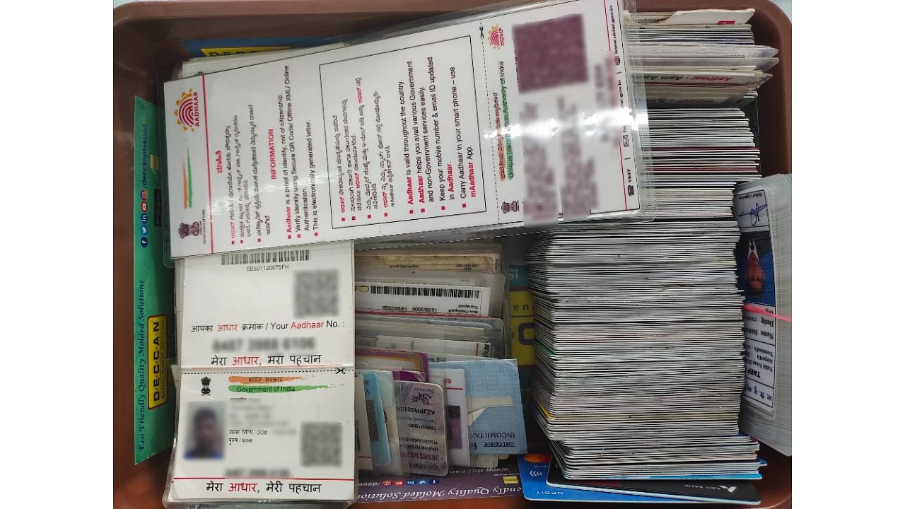 Aadhaar, PAN and EPIC cards are among the most common items that passengers misplace at the Mangaluru International Airport. Credit: Special Arrangement