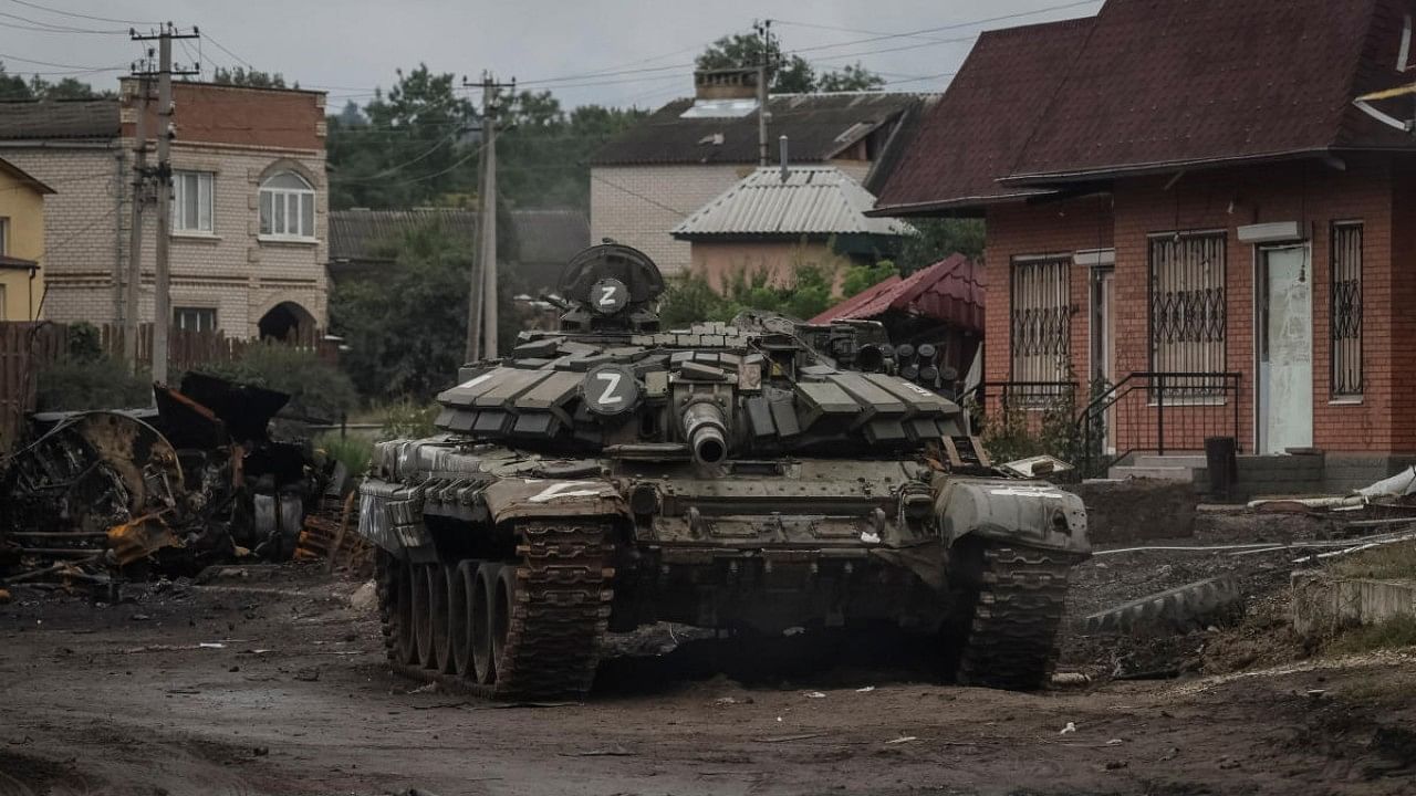 A destroyed Russian tank is seen in the town of Izium. Credit: Reuters Photo