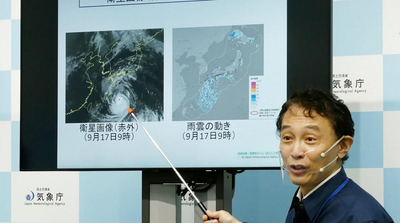 A director of the Japan Meteorological Agency's Forecast Division holds a press conference on Typhoon Nanmadol in Tokyo. Credit: AFP Photo