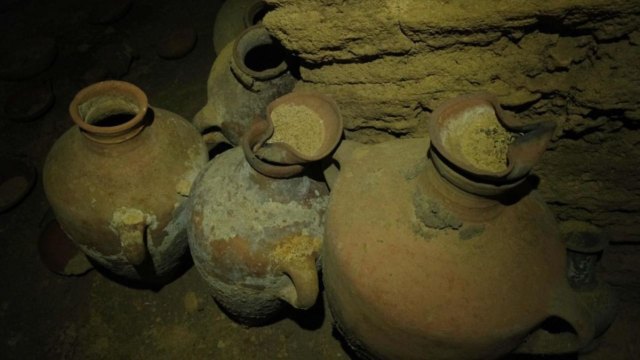 Pottery vessels, dating back to the thirteenth century BCE during the rule of Egypt's Pharaoh Rameses II. Credit: AFP Photo