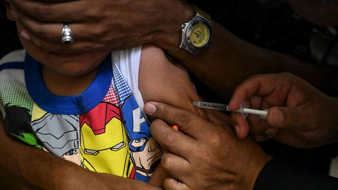 To illustrate the Indian situation, coverage of the first dose of the Measles-containing vaccine declined from 95 per cent in 2019 to 89 per cent in 2021. Credit: AFP Photo