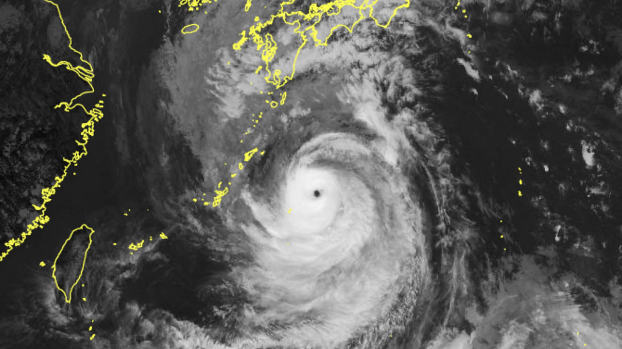 Japan Meteorological Agency shows satellite imagery shows Typhoon Nanmadol located near the southern remote islands of Japan. Credit: AFP Photo