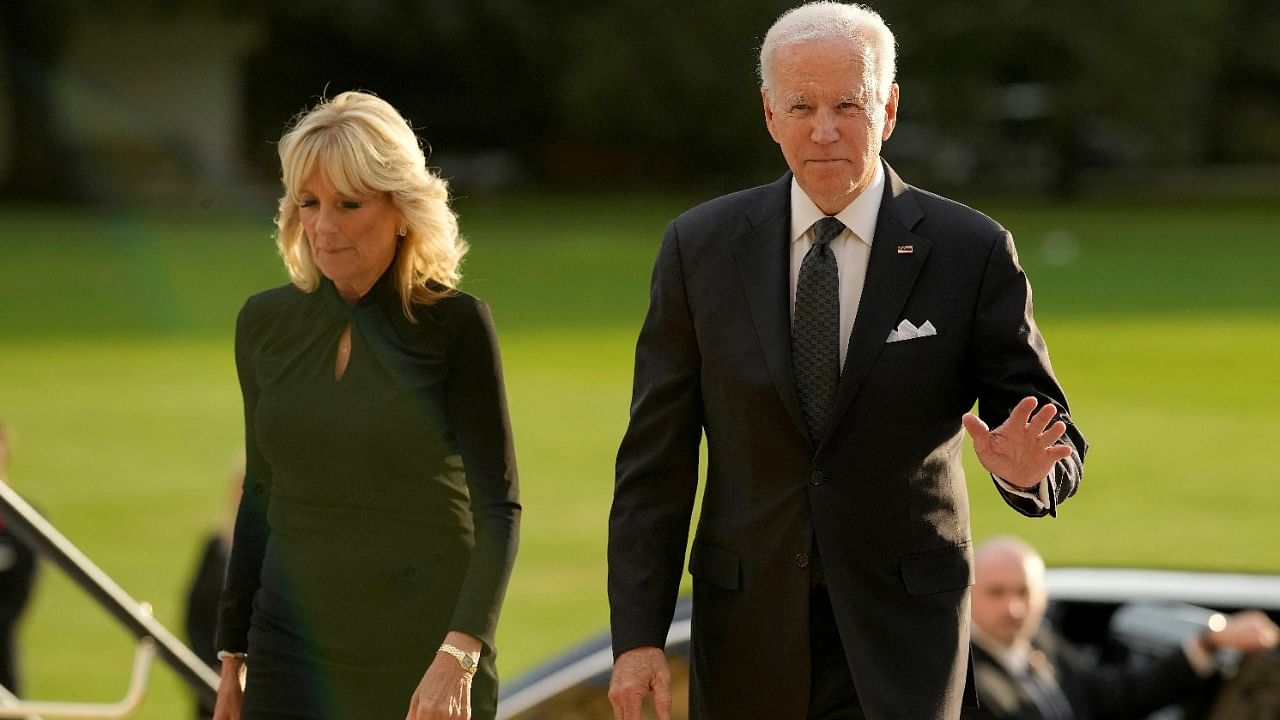 US President Joe Biden accompanied by the First Lady Jill Biden arrive at Buckingham Palace. Credit: AFP Photo