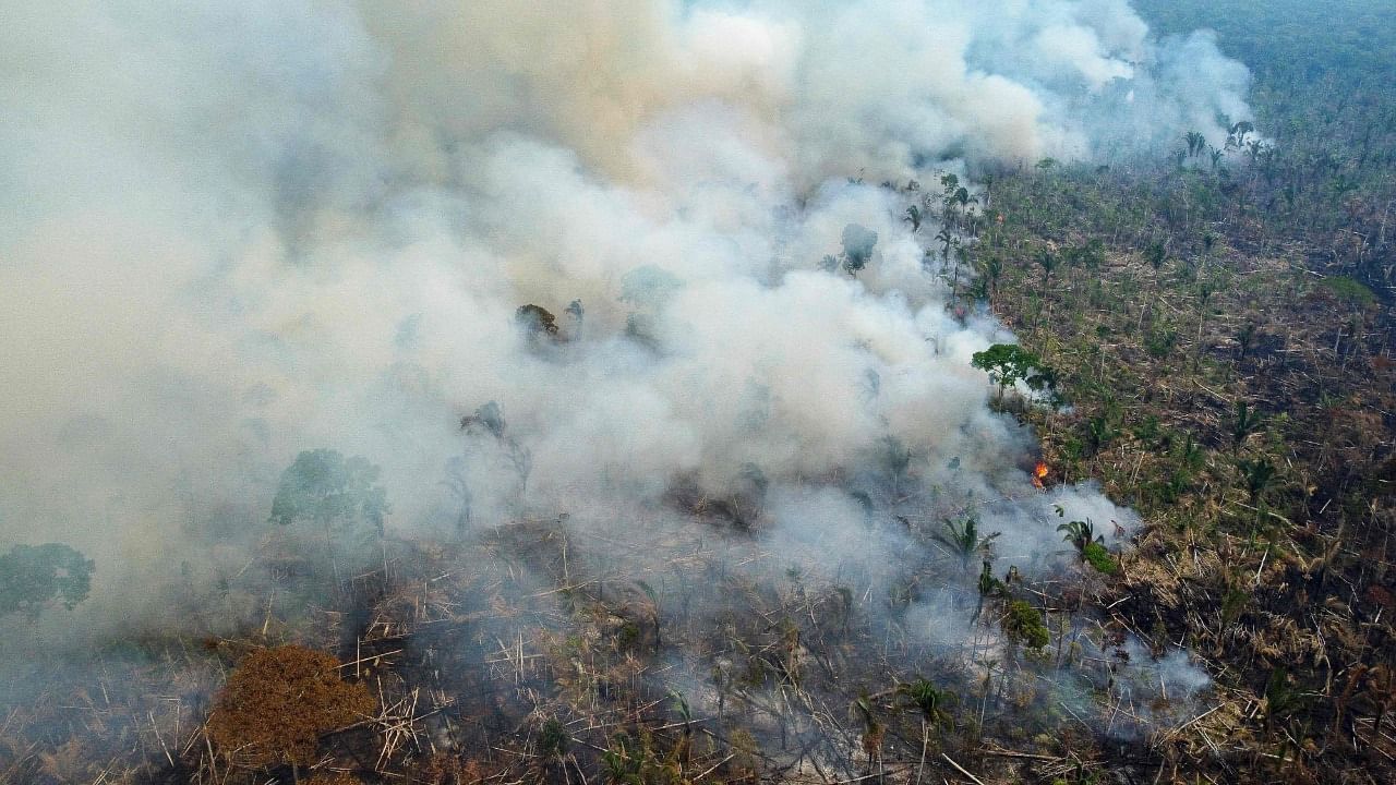 Aerial view of a burning area in Lábrea, southern Amazonas State, Brazil. Credit: AFP Photo