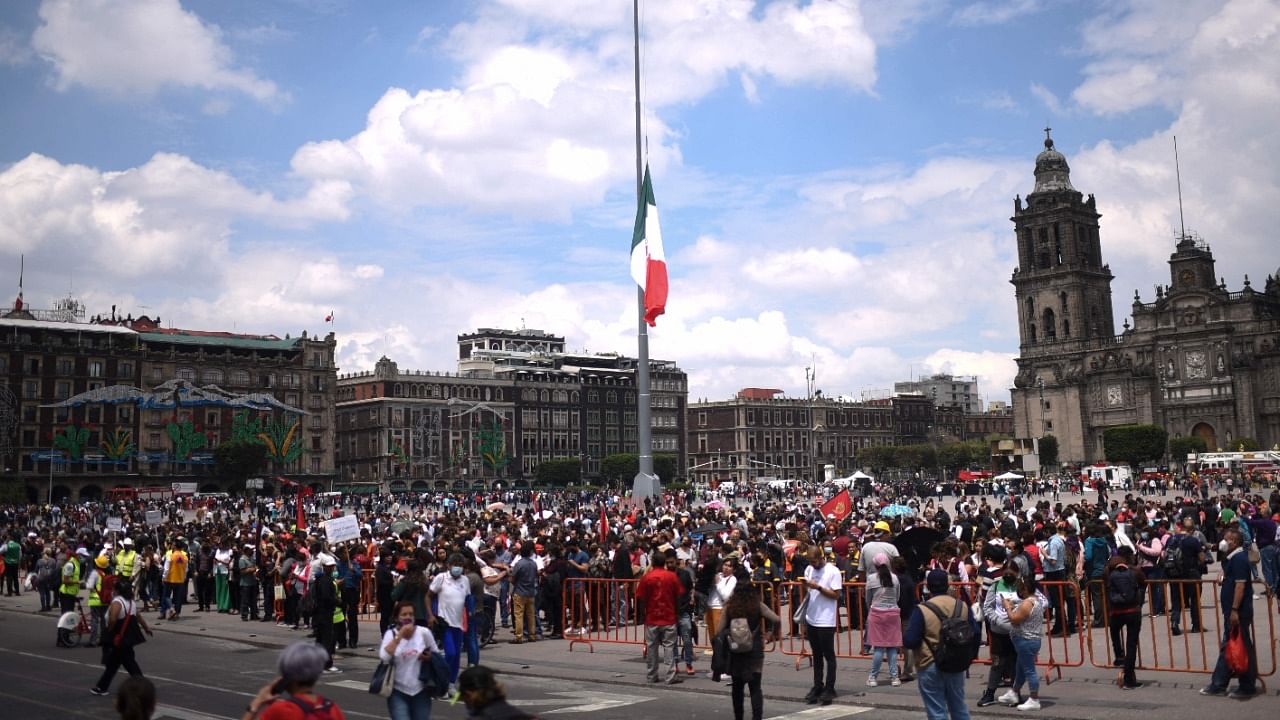 People remain at Zocalo square after an earthquake in Mexico City. Credit: AFP Photo