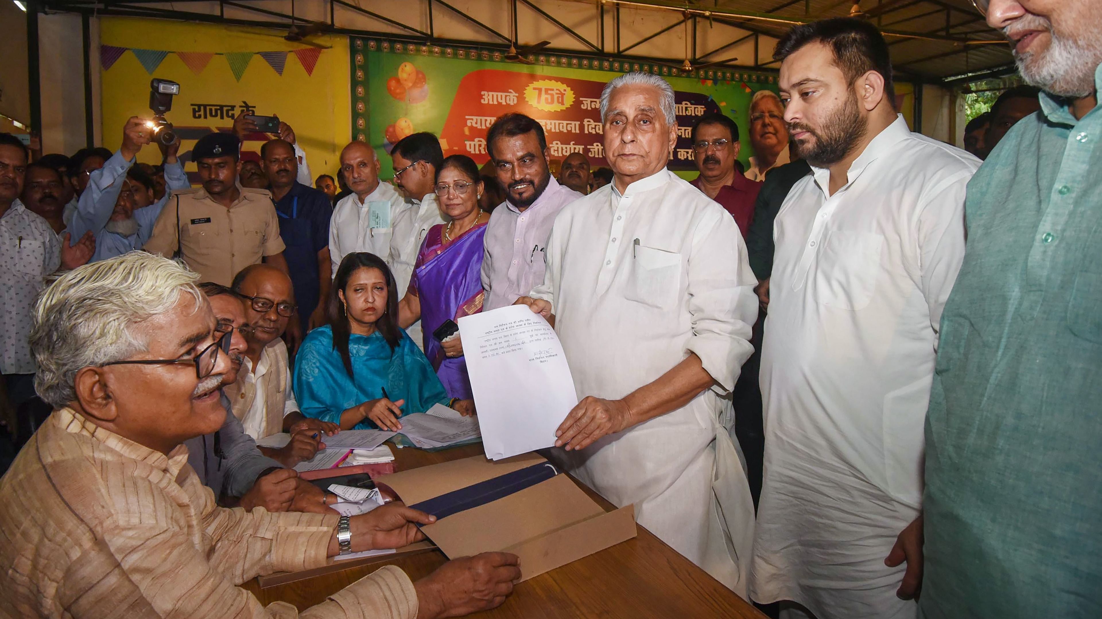 Jagdanand Singh, considered close to party chief Lalu Prasad, was the only one to file his nomination for the post. Credit: PTI Photo