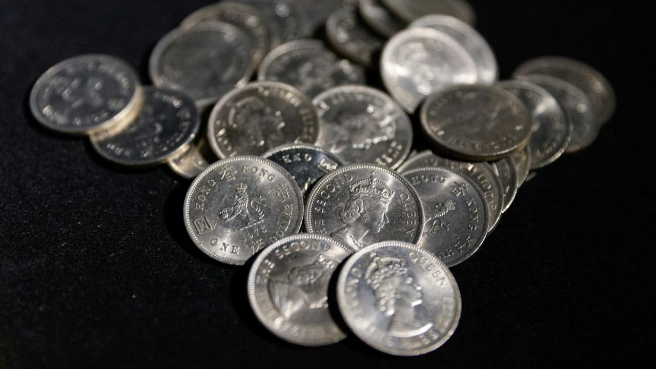 Hong Kong colonial coins are pictured at the Museum Victoria City following the death of Britain's Queen Elizabeth, in Hong Kong, China September 15, 2022. Credit: Reuters Photo