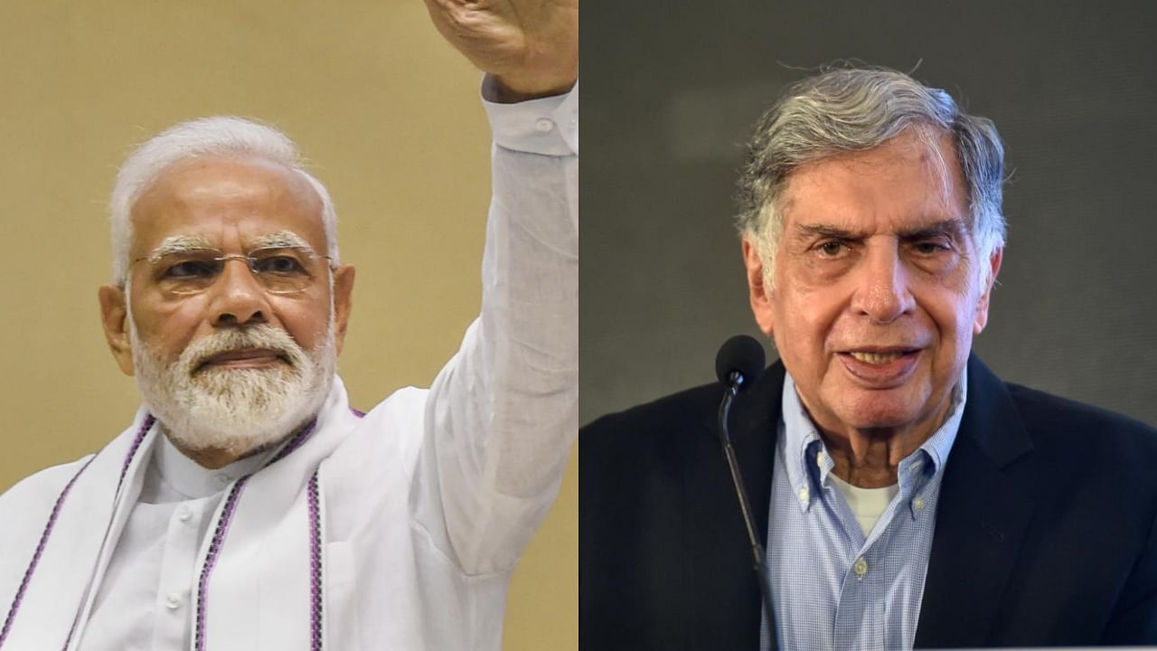 Prime Minister Narendra Modi and former Tata Sons chairman Ratan Tata. Credit: PTI Photos