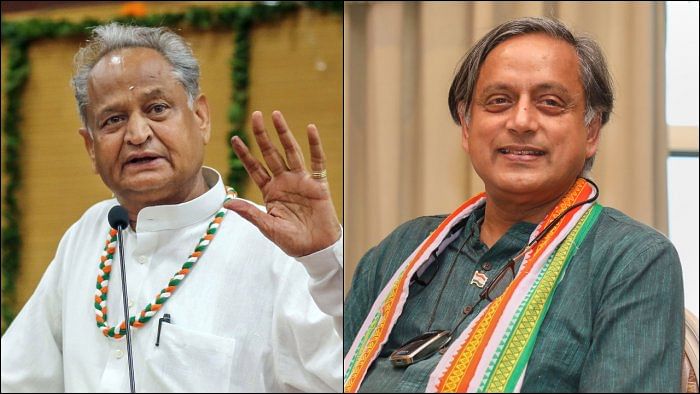 Rajasthan Chief Minister Ashok Gehlot and senior MP Shashi Tharoor. Credit: PTI Photos