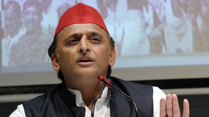 As soon as the proceedings of the Assembly began, Akhilesh stood up and tried to speak on the issue but Speaker Satish Mahana did not allow him to speak out of turn. Credit: PTI Photo