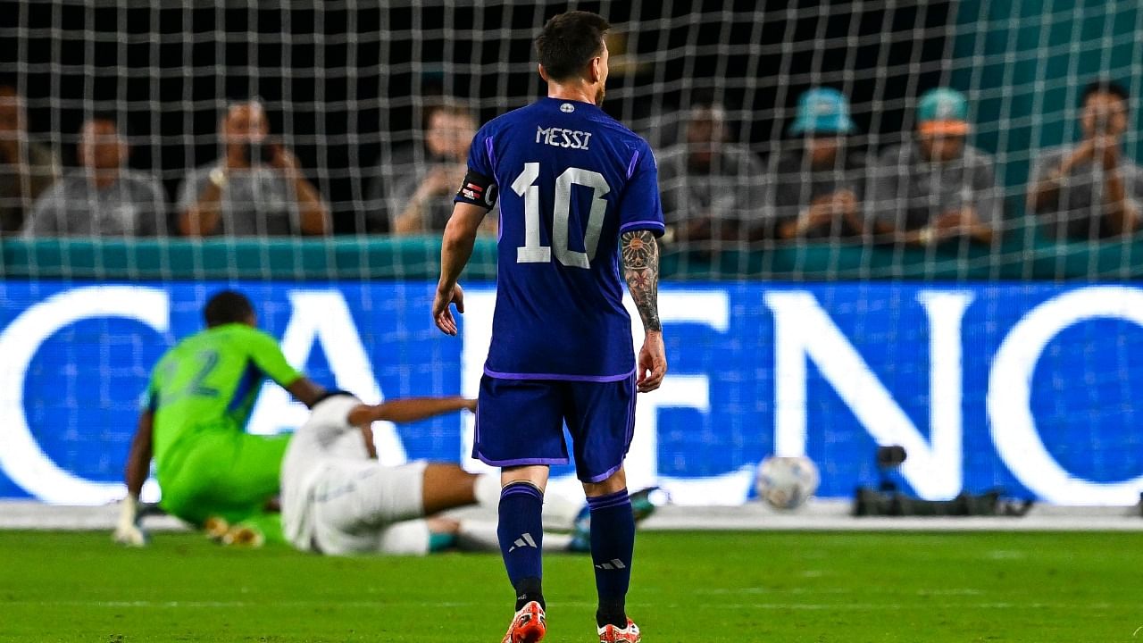 Argentina's Lionel Messi (C) walks on the pitch during the international friendly match between Honduras and Argentina at Hard Rock Stadium in Miami Gardens. Credit: AFP Photo