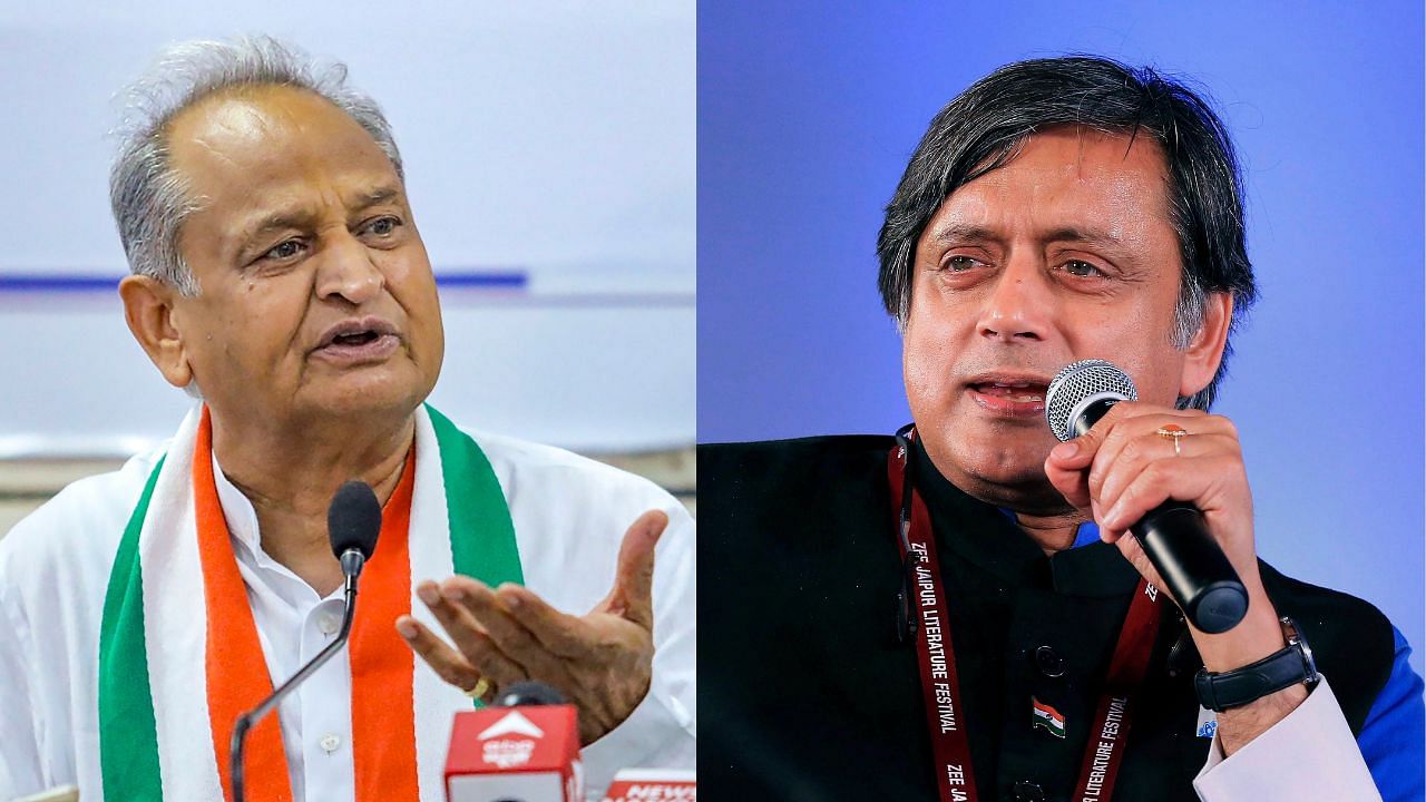 Rajasthan Chief Minister Ashok Gehlot and senior MP Shashi Tharoor. Credit: PTI Photos