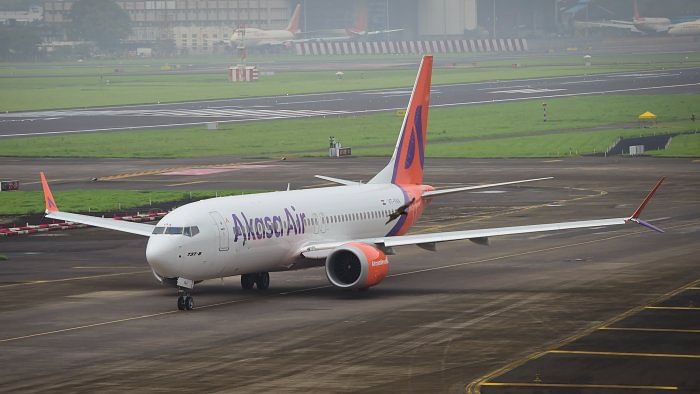 Akasa Air flight in Mumbai. Credit: PTI Photo