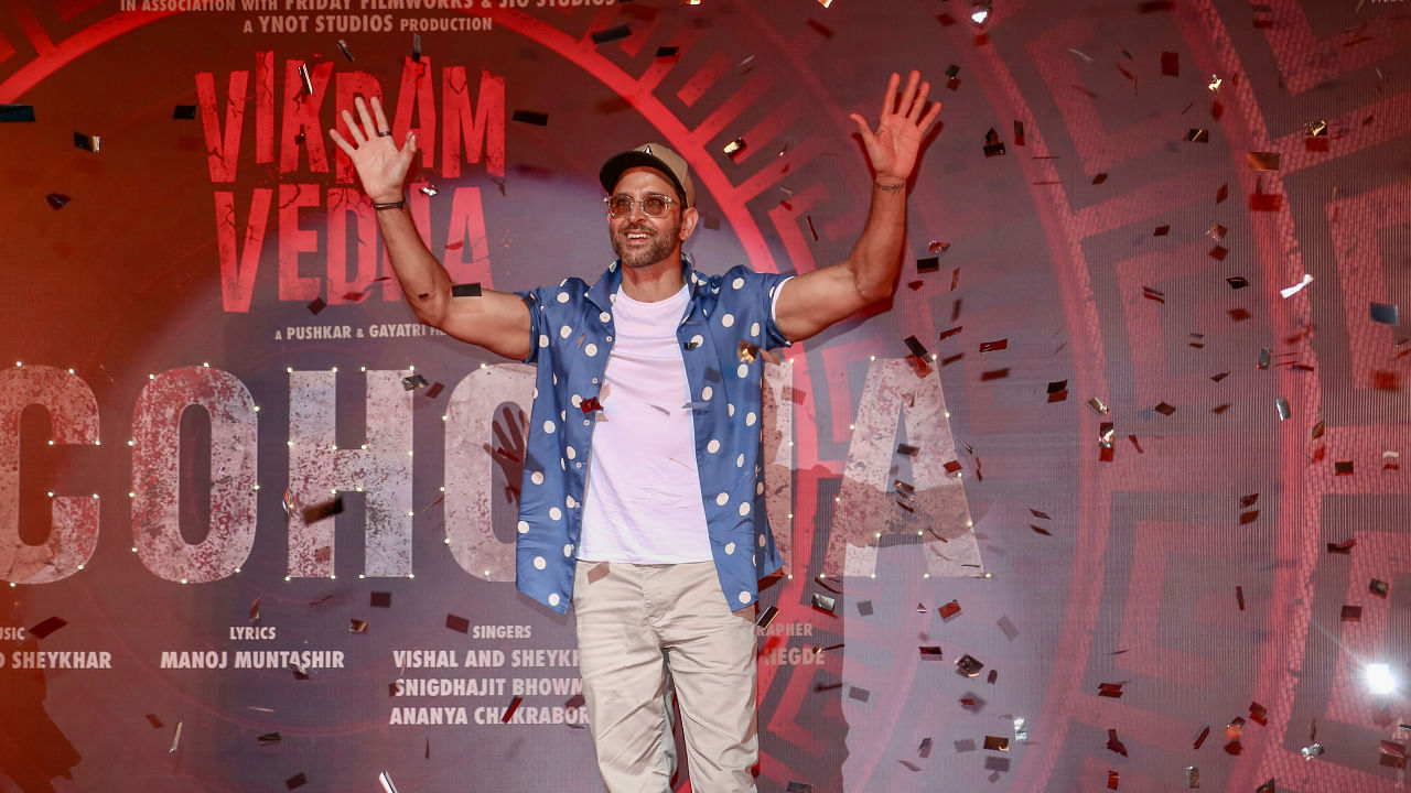 Hrithik Roshan during the launch of a song of his upcoming film 'Vikram Vedha', in Mumbai, Saturday, Sept. 17, 2022. Credit: PTI File Photo