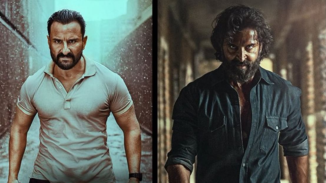 The story of Vikram Vedha is full of twists and turns, as the tough cop Vikram sets out to track and chase a dreaded gangster Vedha. Credit: Twitter/ @PushkarGayatri