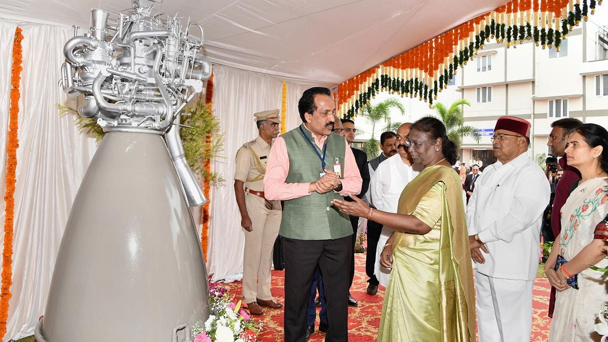 President Droupadi Murmu during the inauguration of Integrated Cryogenic Engine Manufacturing Facility (ICMF) in Bengaluru on Tuesday. Credit: PTI Photo