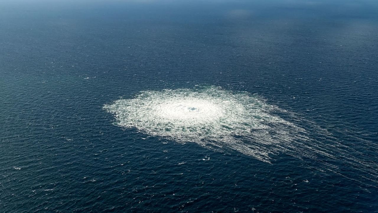 Gas bubbles from the Nord Stream 2 leak reaching surface of the Baltic Sea. Credit: AFP Photo