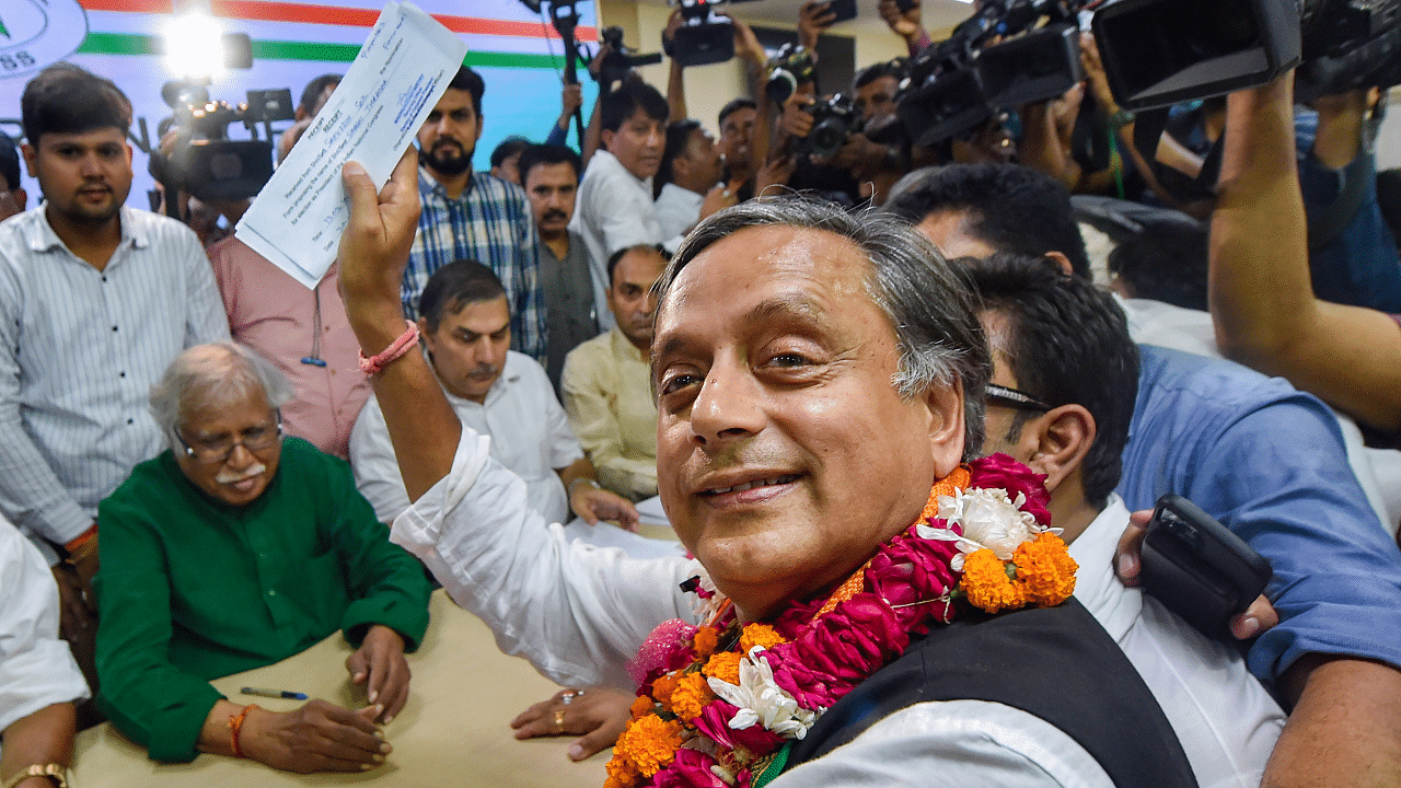 Congress prez polls: Shashi Tharoor files nomination. Credit: PTI Photo