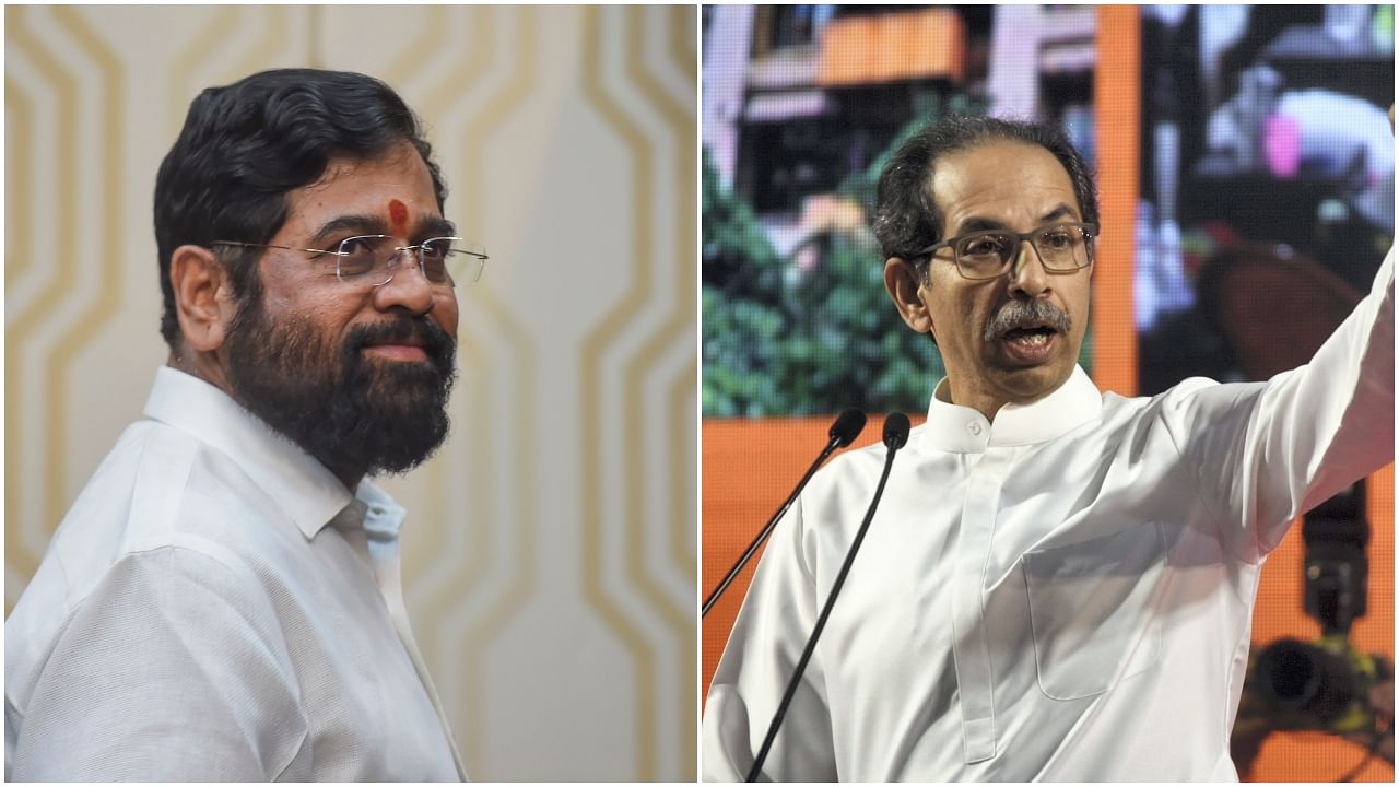 Rebel leader and Maharashtra Chief Minister Eknath Shinde, Shiv Sena President Uddhav Thackeray. Credit: PTI Photos