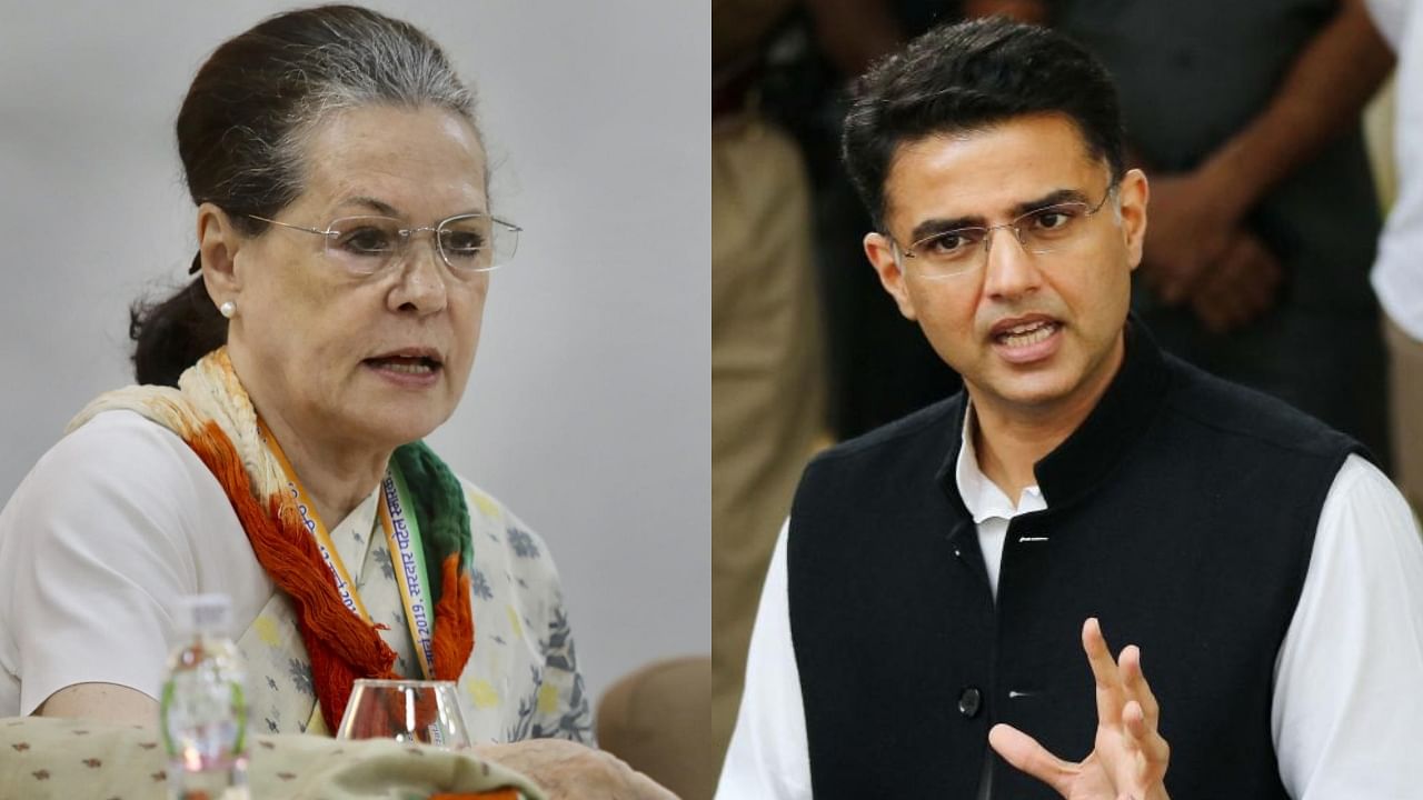 Congress President Sonia Gandhi and party leader Sachin Pilot. Credit: Agency Photos