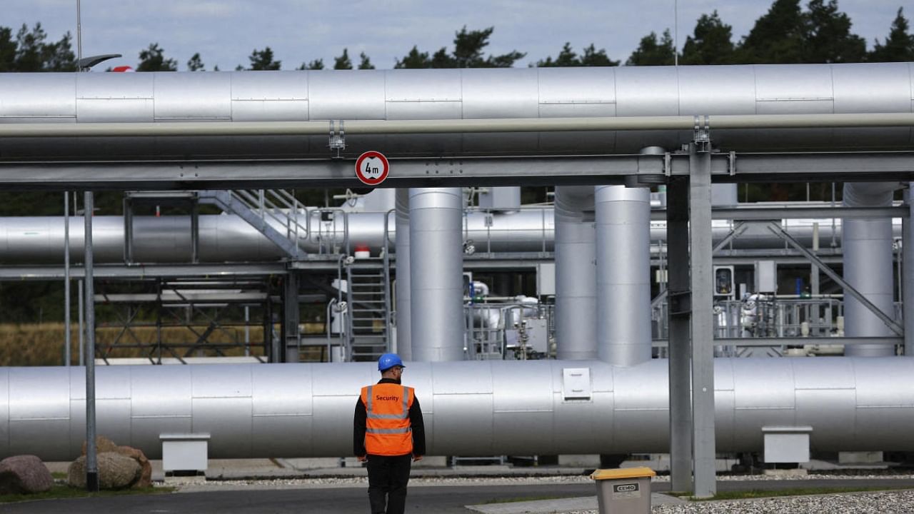 Security walks in front of the landfall facility of the Baltic Sea gas pipeline Nord Stream 2. Credit: Reuters File Photo