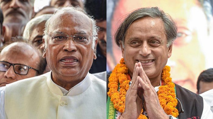 Candidates for Congress presidential polls Mallikarjun Kharge and Shashi Tharoor. Credit: PTI Photo