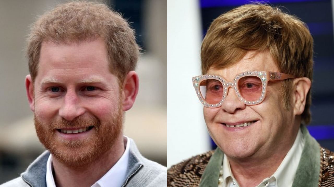 Prince Harry, Elton John. Credit: AFP, Reuters