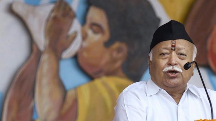 Rashtriya Swayamsevak Sangh (RSS) chief Mohan Bhagwat. Credit: PTI Photo 