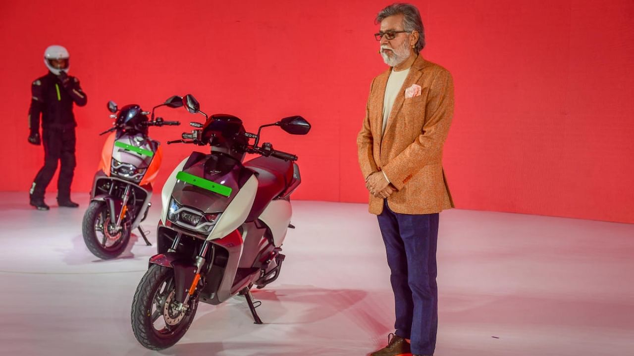 CEO of Hero MotoCorp Pawan Kant Munjal launches the Hero Vida V1 electric scooters. Credit: PTI Photo