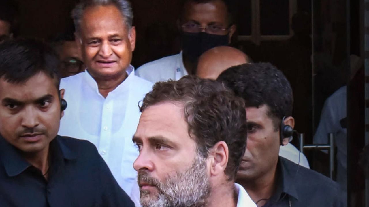 Rahul Gandhi and Ashok Gehlot in one frame. Credit: PTI Photo