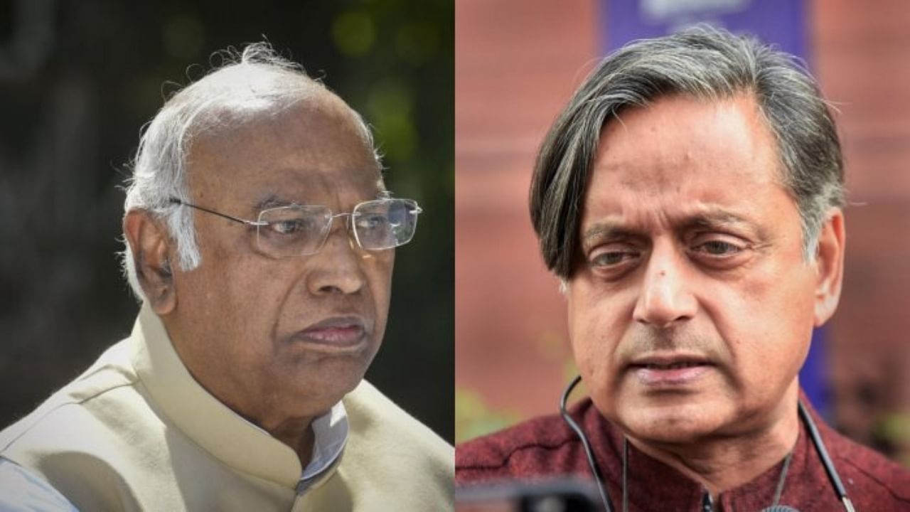 Congress president post candidates Mallikarjun Kharge and Shashi Tharoor. Credit: PTI Photos