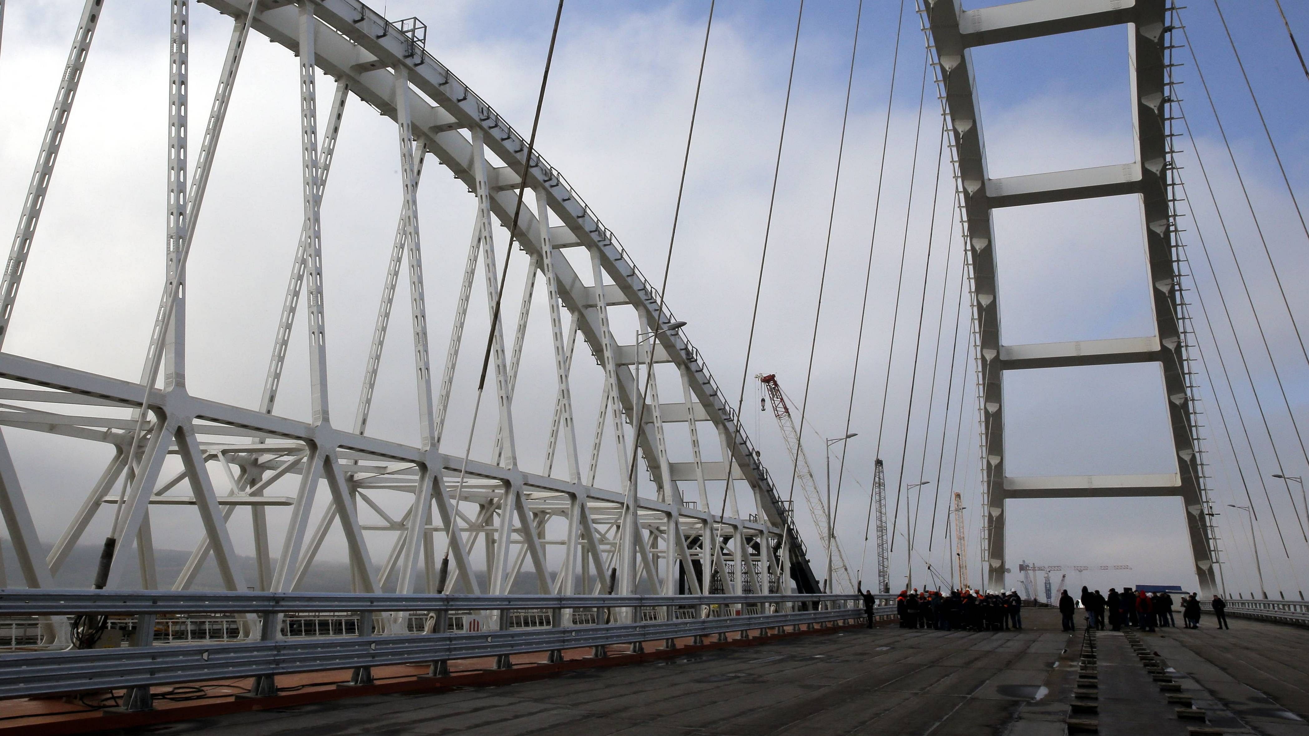 A view of the construction site of the road-and-rail Crimean Bridge over the Kerch Strait. Credit: AFP Photo